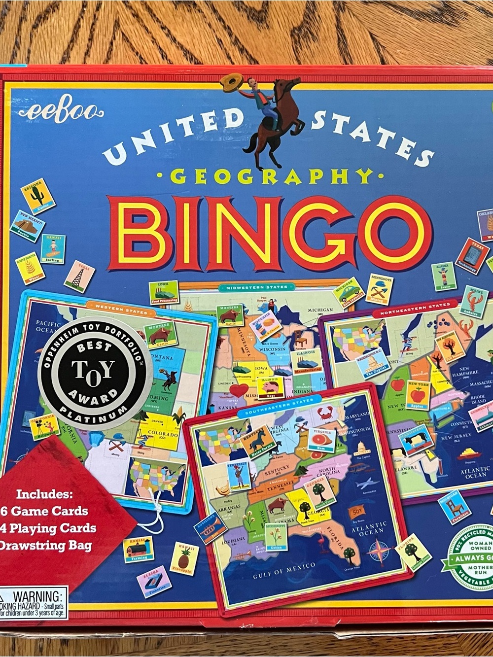 United States Geography Bingo - Educational Board Game, ages 5+